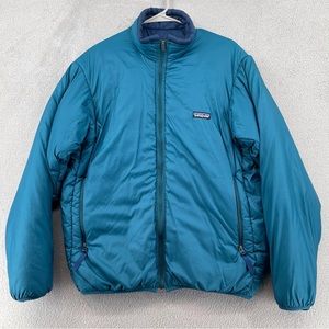 Vintage Patagonia Puffer Jacket Mens Size M Blue Teal Puffer Jacket Made in USA